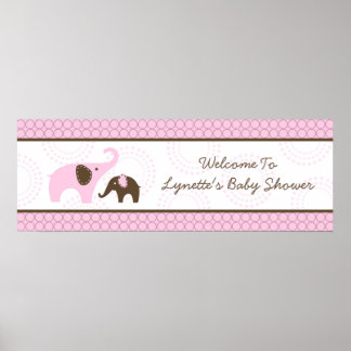 Poster Banderole de Baby Shower Rose Point de Broderie