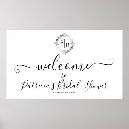Poster Banderole de Bienvenue pour un Mariage avec Fleurs (Devant)