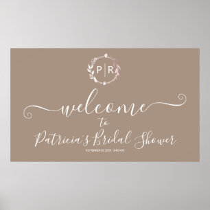 Poster Banderole de bienvenue pour un mariage Monogram Sh