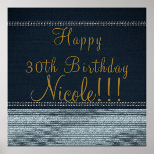 Poster Banderole de fête chic Glam Bling Denim & Diamonds