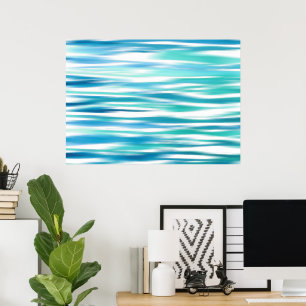 Poster Bandes abstraites turquoise Aqua