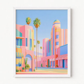 Poster Bandes arc-en-ciel pastel Nostalgie de Los Angeles