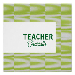 Poster Bandes blanches vert citron professeur nom enseign