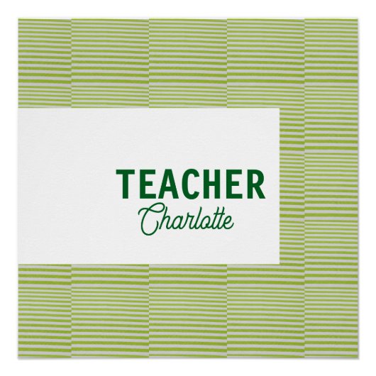 Poster Bandes blanches vert citron professeur nom enseign (Devant)