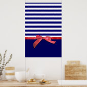 Poster Bandes bleues et rubans rouges (Cuisine)