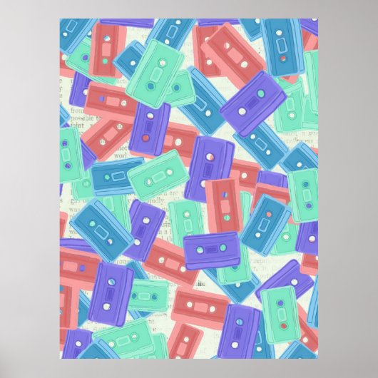 Poster Bandes-cassettes Pastel - 90s Musique esthétique (Devant)