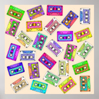 Bandes de cassettes à motifs néon des années 90 ré
