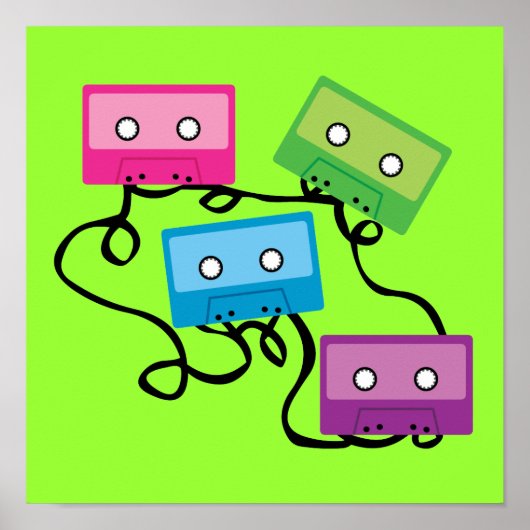 Poster Bandes de cassettes colorées (Devant)