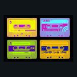 Poster Bandes de cassettes Pop Art Retro 80s<br><div class="desc">Dans les années 80, tout le monde portait un casque et écoutait sa musique sur un lecteur de cassette portable. Insérez votre cassette et vous avez eu de la musique n'importe où, jusqu'à ce que Side A arrive à sa fin et que la bande devait être retournée à Side B....</div>