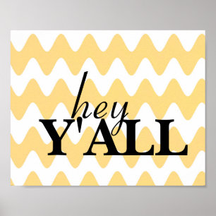 Poster bandes de chevrons mignonnes motif avec texte hey 
