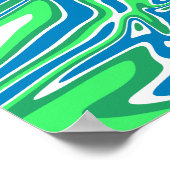Poster Bandes de marbre vert et bleu fluides (Coin)