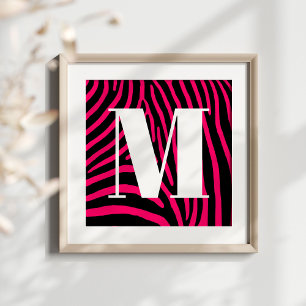 Poster Bandes de zèbre rose chaud