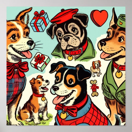 Poster Bandes dessinées pour chiens rétro (Devant)