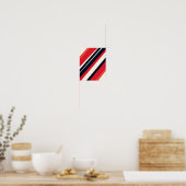 Poster Bandes diagonales rouges et noires sur fond beige  (Cuisine)