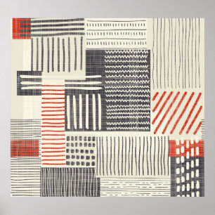 Poster Bandes géométriques dessinées à la main, motif san