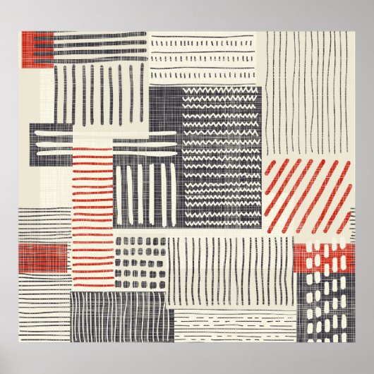 Poster Bandes géométriques dessinées à la main, motif san (Devant)