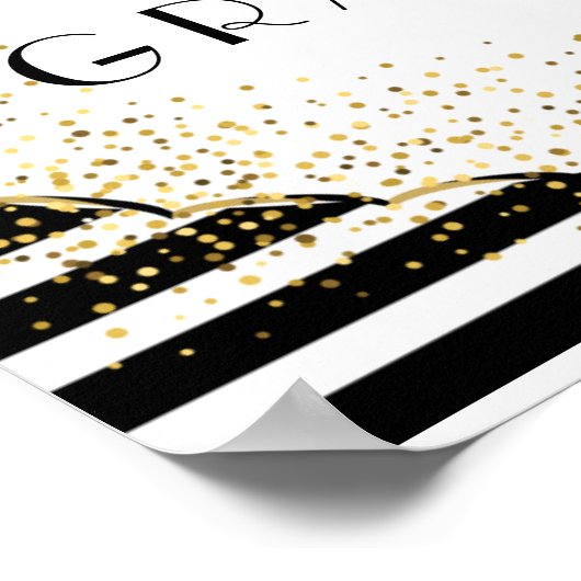 Poster Bandes noires et blanches Félicitations (Coin)