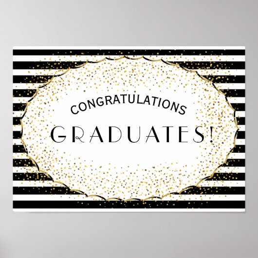 Poster Bandes noires et blanches Félicitations (Devant)