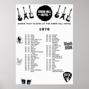 Poster Bandes Qui Ont Joué Au Knob Hill Hotel 1976