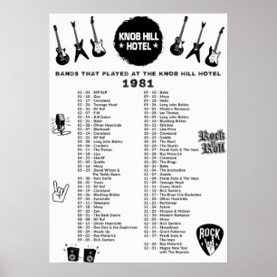 Poster Bandes Qui Ont Joué Au Knob Hill Hotel 1981