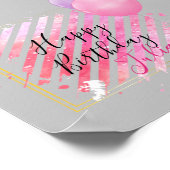 Poster Bandes roses Peinture Brush Strokes et Ballons (Coin)