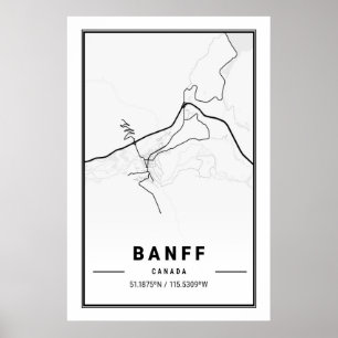Poster Banff Alberta Carte de la ville de voyage Modern S