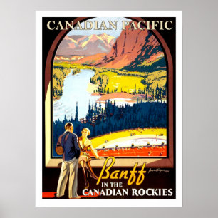 Poster Banff dans les rochers canadiens, voyage vintage