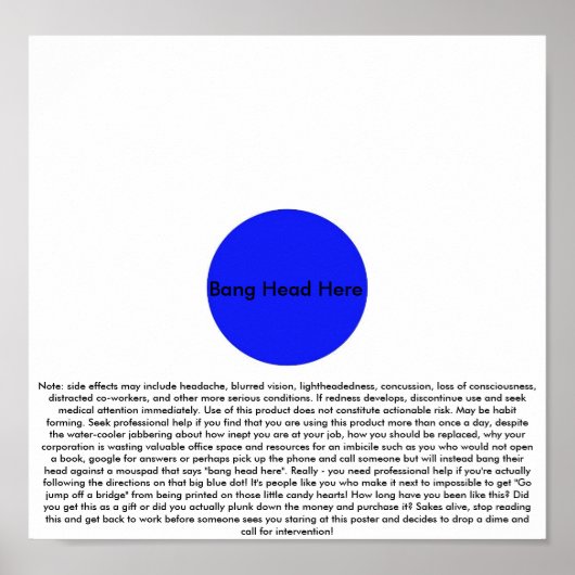 Poster Bang Head Here (avec avertissement) (Devant)