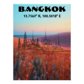 Poster Bangkok: Arte de linea con coordenadas (Devant)