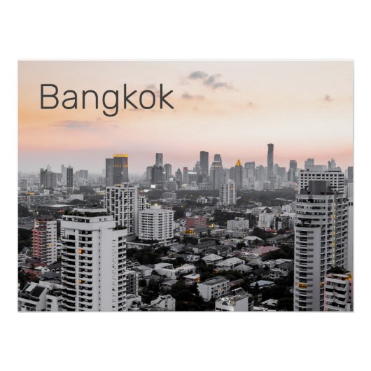 Poster Bangkok Skyline Sunset Panorama BKK Thaïlande (Devant)