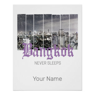 Poster Bangkok Skyline Vintage BKK Retro Thaïlande Design
