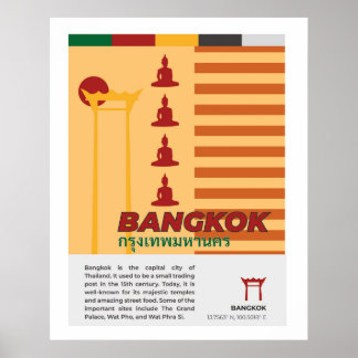 Poster Bangkok style rétro Thailande Mur Art