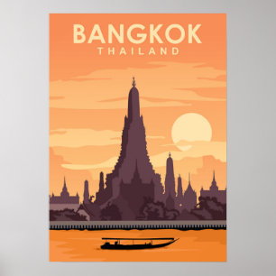 Poster Bangkok Thailand Digital Travel Illustration