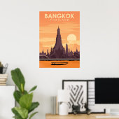 Poster Bangkok Thailand Digital Travel Illustration (Bureau à domicile)