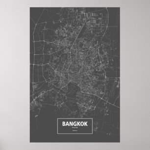 Poster Bangkok, Thailand (white on black)