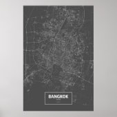 Poster Bangkok, Thaïlande (blanc sur noir) (Devant)