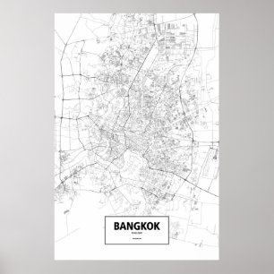 Poster Bangkok, Thaïlande (noir sur le blanc)