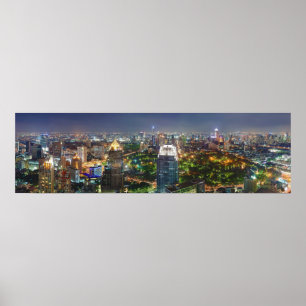 Poster Bangkok Thaïlande Skyline à Night Panorama