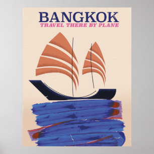Poster Bangkok "Voyagez là-bas en avion"