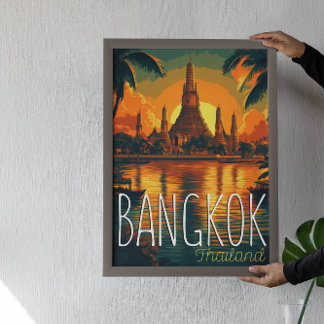 Poster Bangkok, Wat Arun Temple Retro Voyage