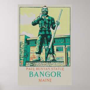 Poster Bangor Maine États-Unis, statue de Paul Bunyan
