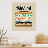 Poster Banh Mi sandwich vietnamien baguette de pain franç (Cuisine)