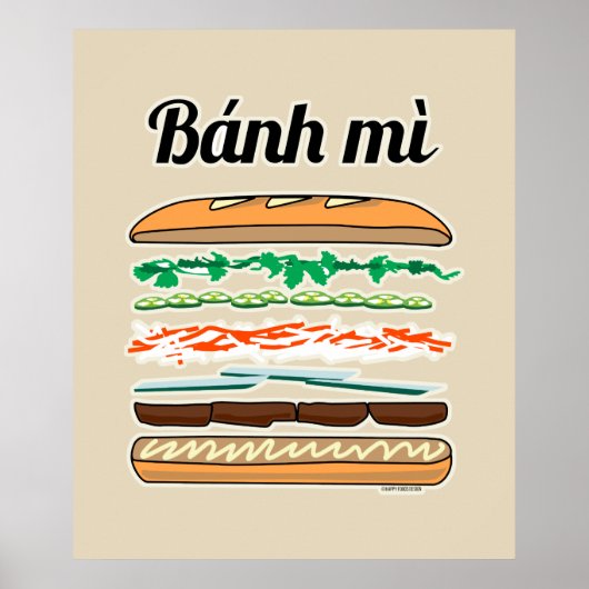 Poster Banh Mi sandwich vietnamien baguette de pain franç (Devant)