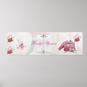Poster Banner Bridal Shower White Pink Corset