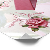 Poster Bannière Baby Shower Blanc Rose Floral (Coin)