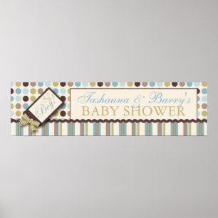 Poster Bannière Baby shower Dot & Stripe Garçon