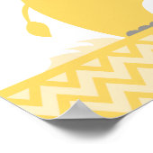 Poster Bannière Baby shower gris jaune éléphant (Coin)