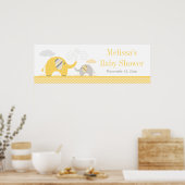 Poster Bannière Baby shower gris jaune éléphant (Cuisine)