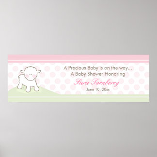 Poster Bannière Baby shower petit agneau | Fille