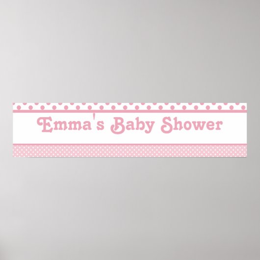 Poster Bannière Baby shower points roses (Devant)